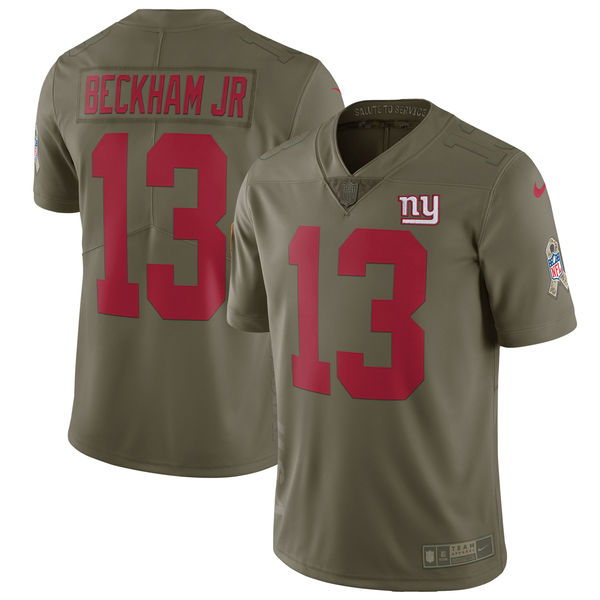 Youth New York Giants #13 Beckham jr Nike Olive Salute To Service Limited NFL Jerseys